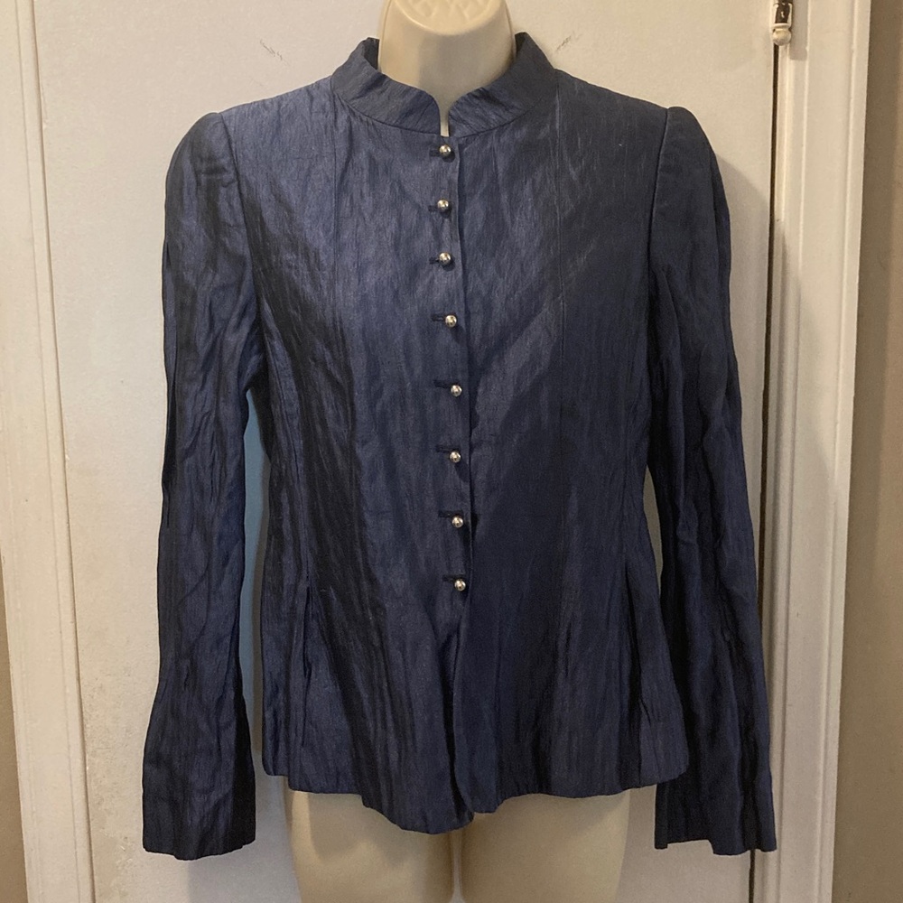 Armani Collezioni 6 42 Deep Blue lined silk Jacket Blazer Italy 25/549-1